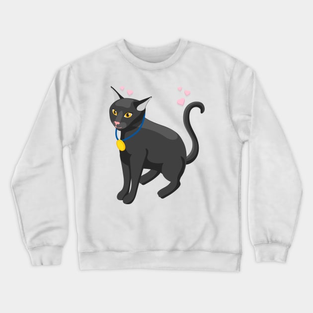 3d effect Black cat with medal Crewneck Sweatshirt by AwesomeDesignArt